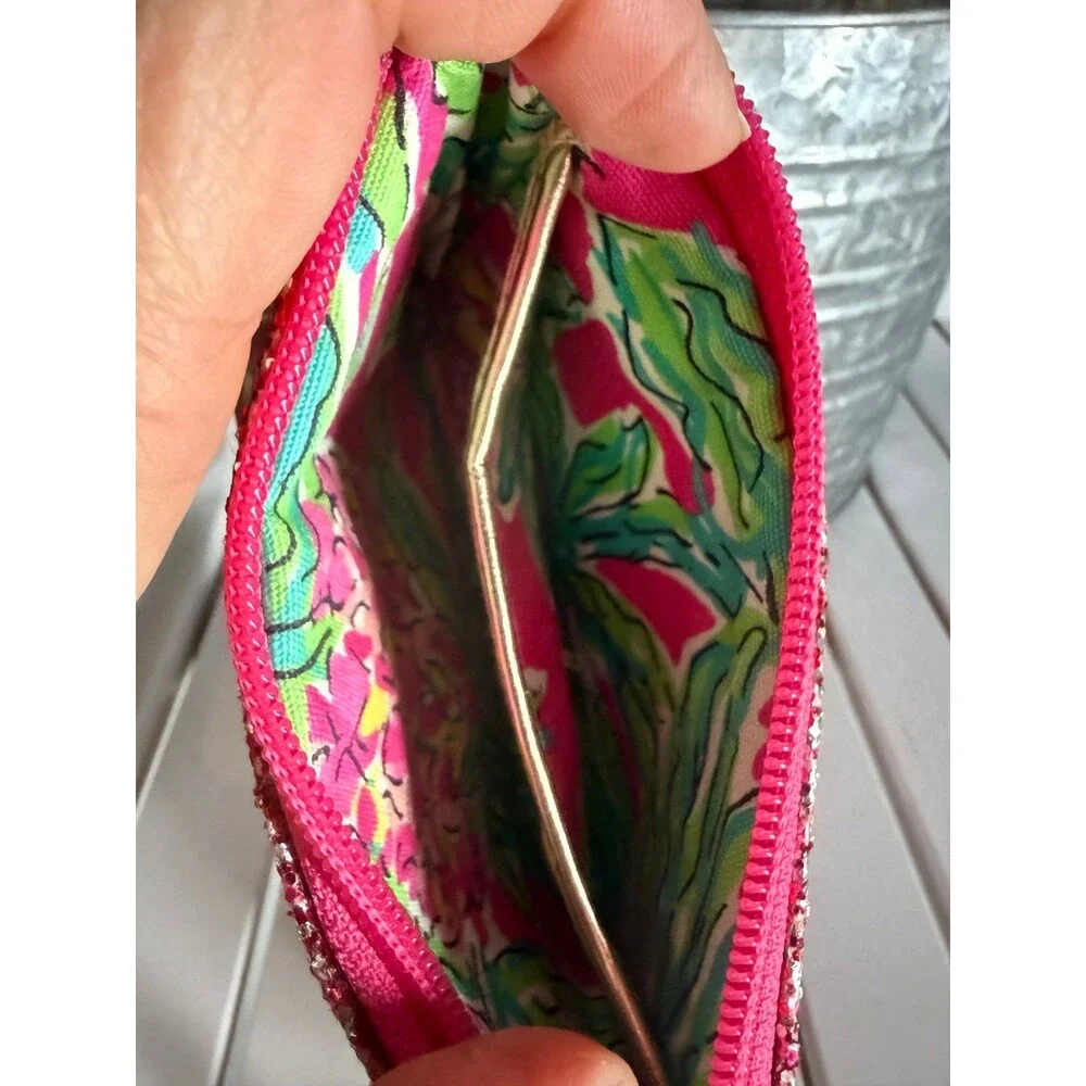 VINTAGE LILY PULITZER CLUTCH Pink Sparkle with Hand Strap EUC